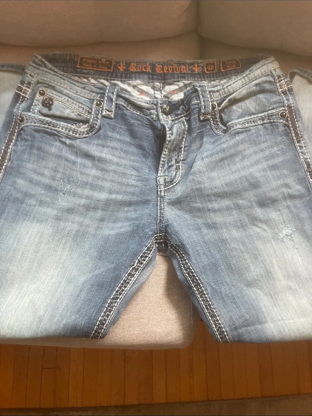 Rock Revival Men's Bootcut Jeans in Faded Blue